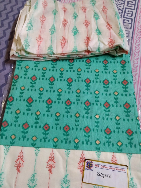 Cotton Fabric Unstitched - Seegreen, free