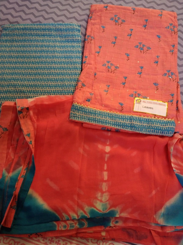 Cotton Unstitched Suit - Orange, free