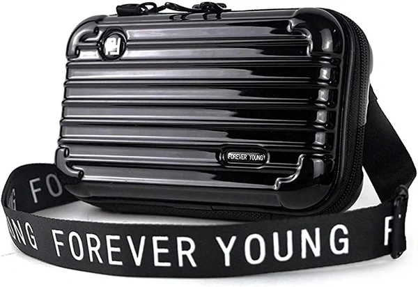 SLING BOX BAG FOR WOMEN WITH DETACHEABLE SHOULDER STRAP AND CONVERTIBLE INTO COSMETIC BOX BAG (BLACK) - Black