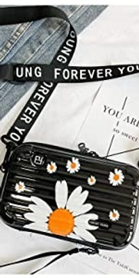 SLING BOX BAG FOR WOMEN WITH DETACHEABLE SHOULDER STRAP AND CONVERTIBLE INTO COSMETIC BOX BAG (BLACK) - Black