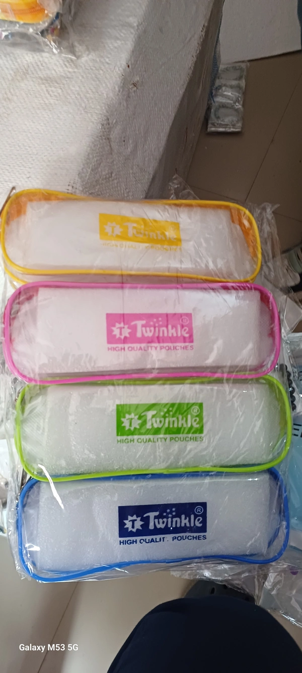 TWINKLE  PRINTED TRANSPARENT 2 ZIP POUCH 