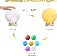 3D Moon Lamp 7 Colour 15 cm Changeable Sensor Moon Night