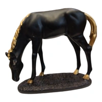 AUGEN Polyresin Black Horse Idol Statue Showpiece for Home Decor Decoration and Gifting (1 Piece, 8104B)