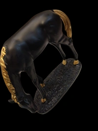 AUGEN Polyresin Black Horse Idol Statue Showpiece for Home Decor Decoration and Gifting (1 Piece, 8104B)