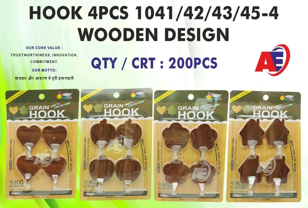 NEW BIG WOODEN HOOK 4PC