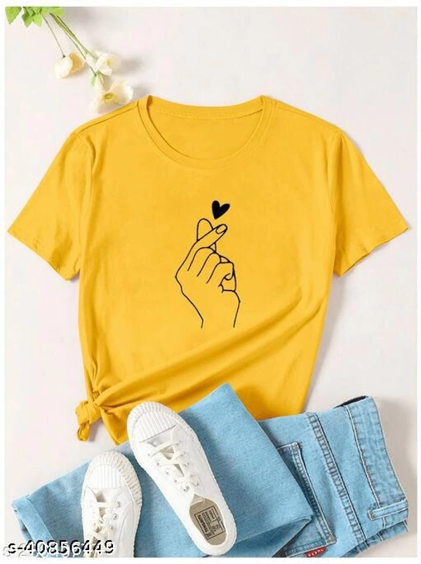 Purple Heart Party Wear T-shirts Yellow - S