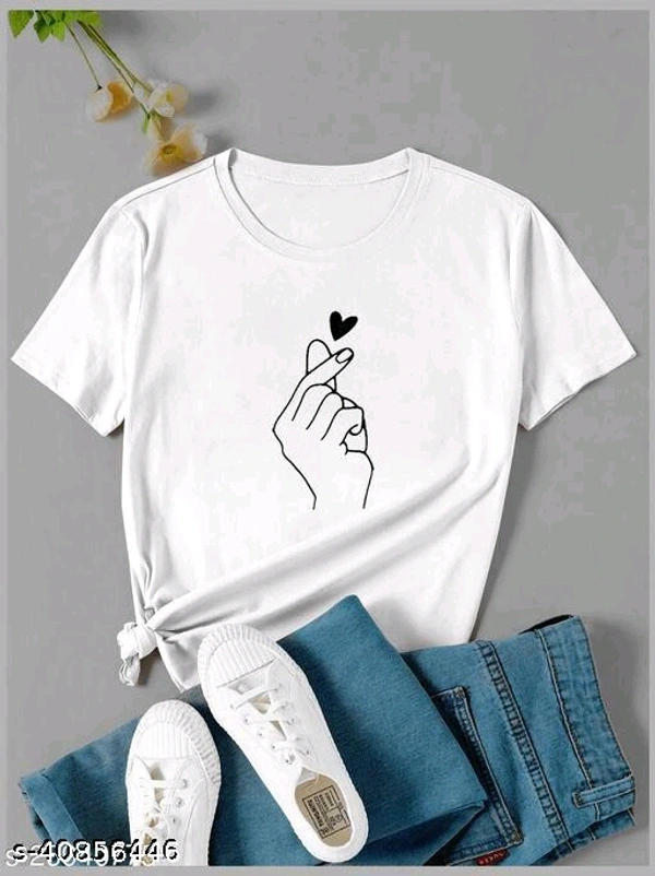 Purple Heart Party Wear T-shirts White - L