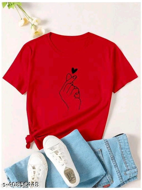 Purple Heart Party Wear T-shirts Red - XL