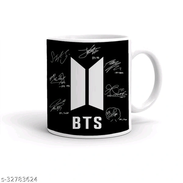BTS Sign Printed Ceramic Coffee Mug Black Background