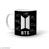 BTS Sign Printed Ceramic Coffee Mug Black Background