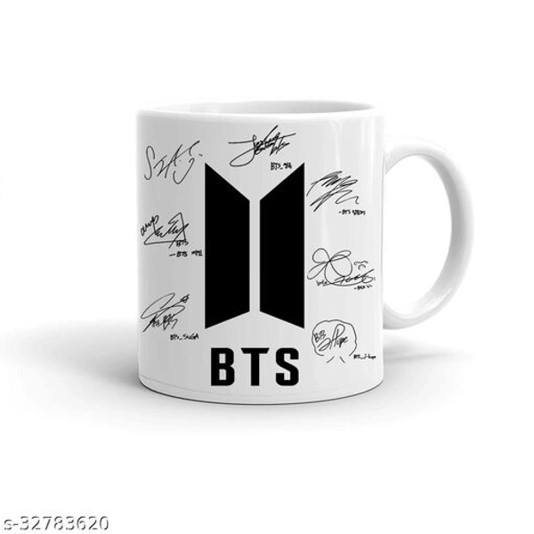 BTS Sign Printed Ceramic Mug White Background - 