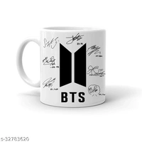BTS Sign Printed Ceramic Mug White Background - 