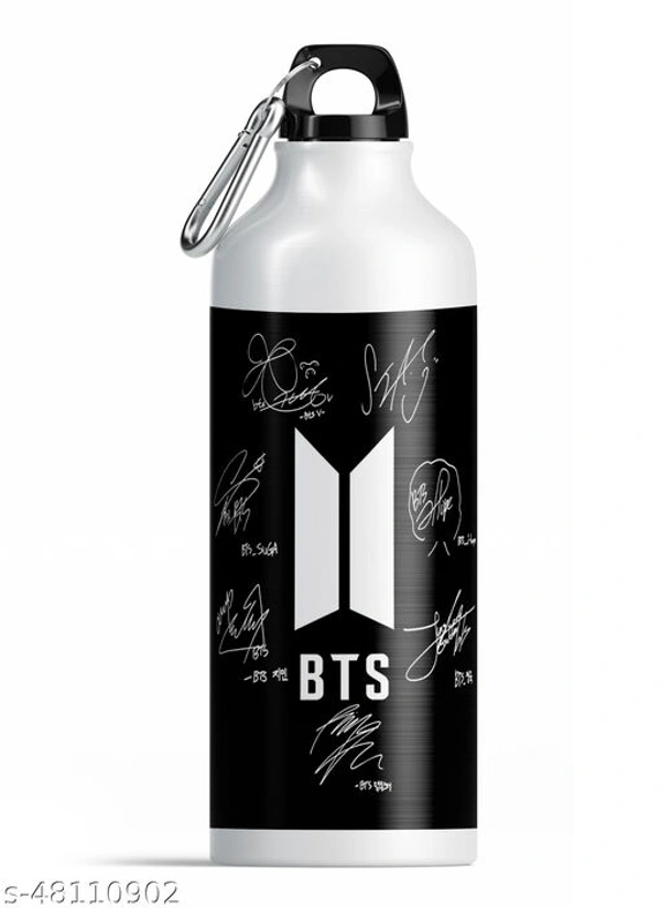 BTS Sign HD Printed White Aluminium Water Bottle