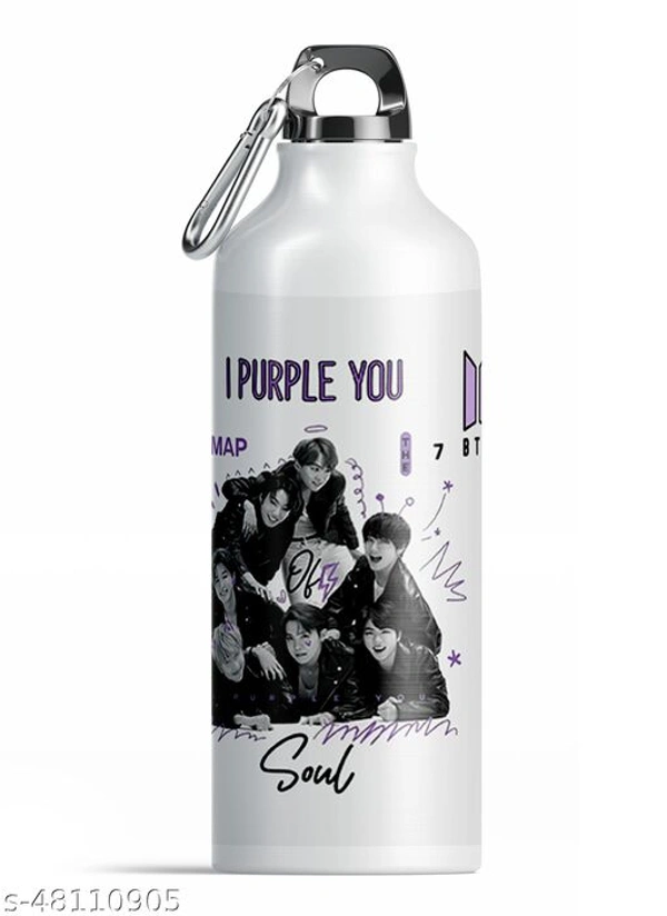 BTS K-pop Hd Printed White Aluminium Water Bottle