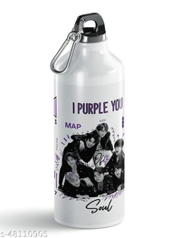 BTS K-pop Hd Printed White Aluminium Water Bottle