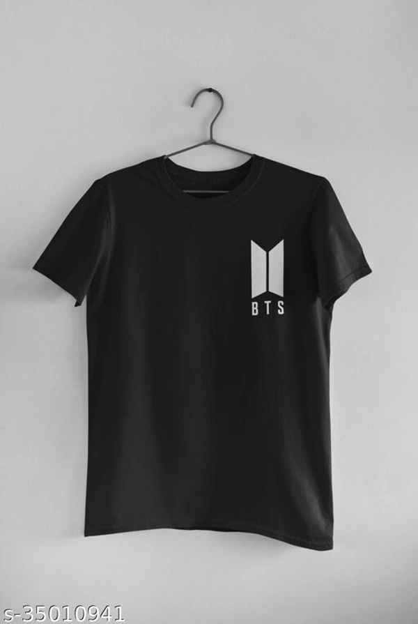 BTS Logo Printed Black T-shirt - Black, S