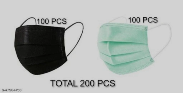 Black And Green Mask Pack Of Each 100 Total 200 Pc - black , green, free