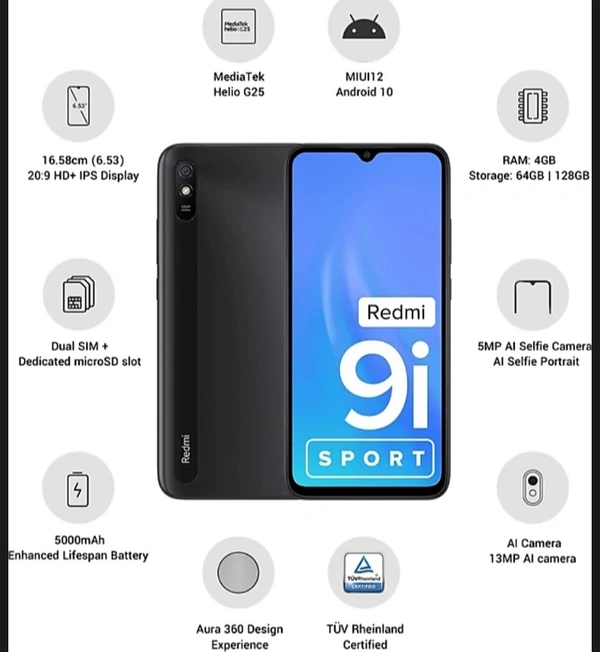 Redmi 9i - black, 64 GB rom , 4 GB ram