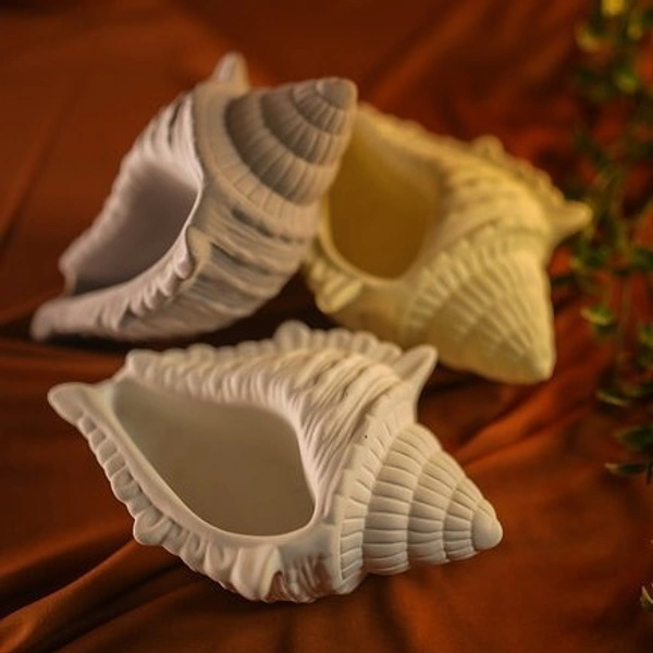 Startup Bazaar Handcrafted Shankh (Conch Shell) Bowl for Home Decor, Living Room, Tabletop Display, Mandir - Trinket Bowl for Jewellery, Indoor Succulent Plant, Candles and Keys