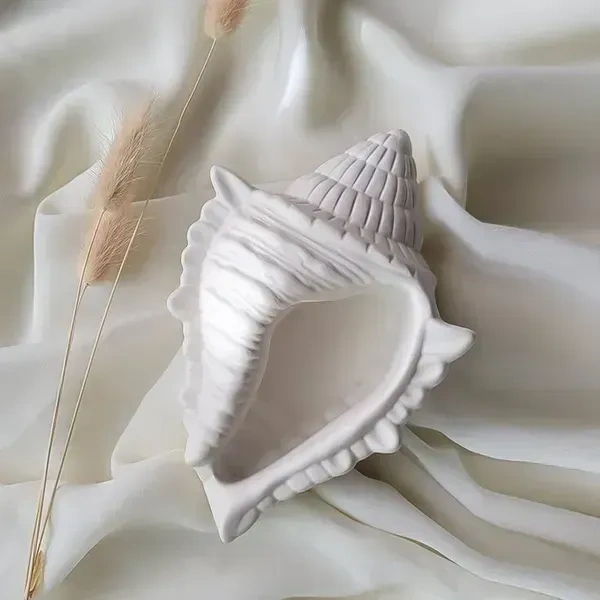 Startup Bazaar Handcrafted Shankh (Conch Shell) Bowl for Home Decor, Living Room, Tabletop Display, Mandir - Trinket Bowl for Jewellery, Indoor Succulent Plant, Candles and Keys