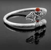 Oxidised Silver-Plated Shiv & Trishul Rudraksha Kada - Free Size