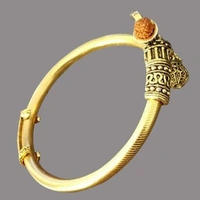 Oxidised Gold-Plated Shiv & Trishul Rudraksha Kada - Free Size