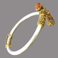Oxidised Silver & Gold-Plated Shiv & Trishul Rudraksha Kada - Free Size