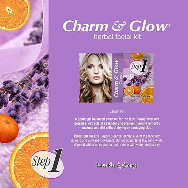 CHARM & GLOW Charm and Glow Herbal Facial Kit - 5 Steps Facial (Pack of 12Pcs.)