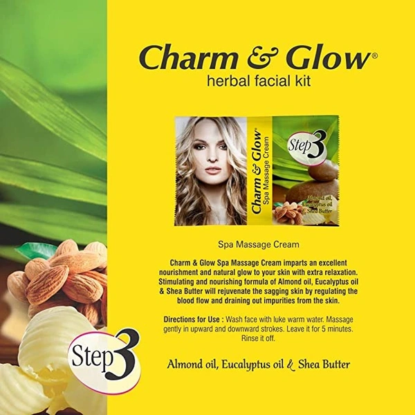 CHARM & GLOW Charm and Glow Herbal Facial Kit - 5 Steps Facial (Pack of 12Pcs.)