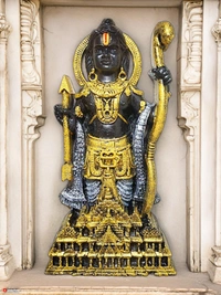 Startup Bazaar Shree Ram Lalla Statue: Ayodhya Ram Lalla Murti for Car Dashboard and Home Decor - 5 inch, ‎Black and Golden