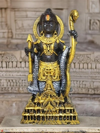 Startup Bazaar Shree Ram Lalla Statue: Ayodhya Ram Lalla Murti for Car Dashboard and Home Decor - 5 inch, ‎Black and Golden