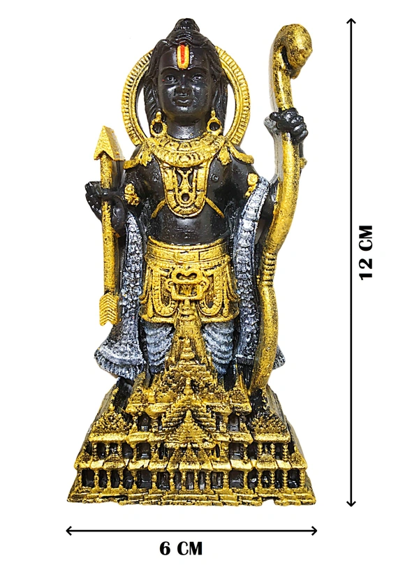 Startup Bazaar Shree Ram Lalla Statue: Ayodhya Ram Lalla Murti for Car Dashboard and Home Decor - 5 inch, ‎Black and Golden