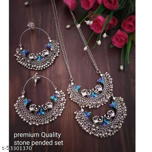 Peacock chandbali earrings with necklace
