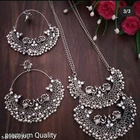 Peacock chandbali earrings with necklace