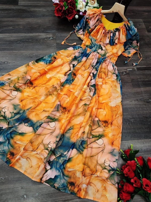 BRISA Georgette Women's Maxi Dress - M:(38), L:(40), XL:(42), XXL:(44)