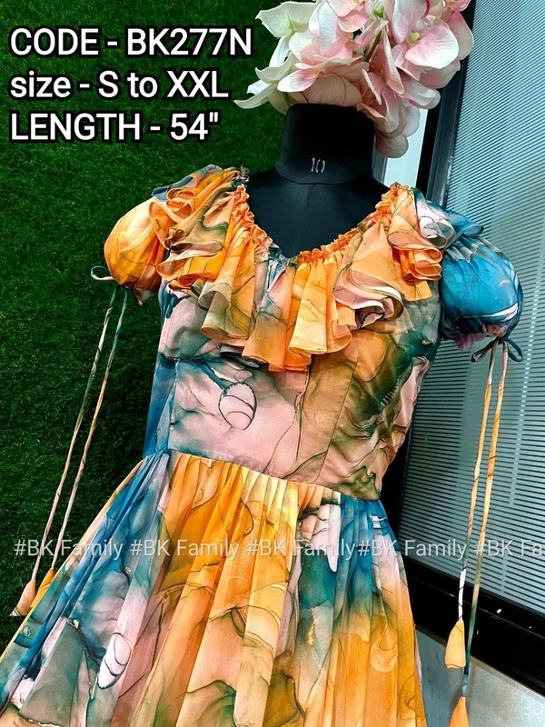 BRISA Georgette Women's Maxi Dress - M:(38), L:(40), XL:(42), XXL:(44)