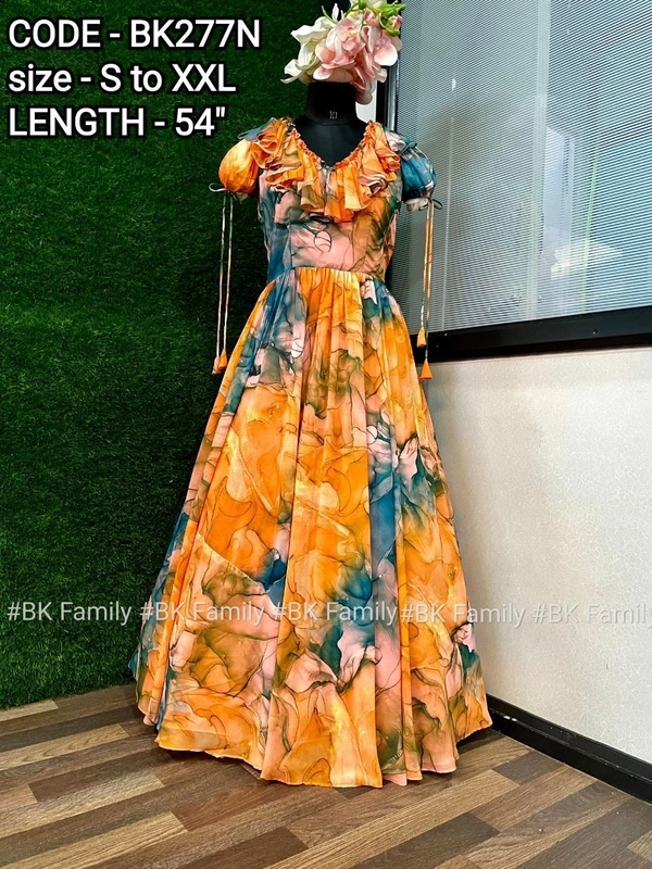 BRISA Georgette Women's Maxi Dress - M:(38), L:(40), XL:(42), XXL:(44)