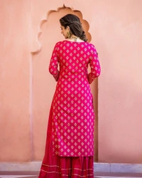 BRISA Gold Printed Heavy Rayon Kurtis - M:38, L:40, XL:42, XXL:44 