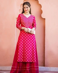 BRISA Gold Printed Heavy Rayon Kurtis - M:38, L:40, XL:42, XXL:44 