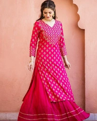 BRISA Gold Printed Heavy Rayon Kurtis - M:38, L:40, XL:42, XXL:44 
