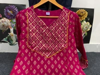BRISA Gold Printed Heavy Rayon Kurtis - M:38, L:40, XL:42, XXL:44 