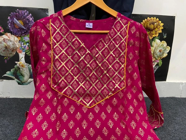 BRISA Gold Printed Heavy Rayon Kurtis - M:38, L:40, XL:42, XXL:44 