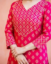 BRISA Gold Printed Heavy Rayon Kurtis - M:38, L:40, XL:42, XXL:44 