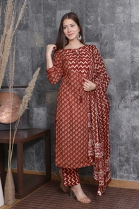 BRISA  Cotton Zari Embroidery Kurtis - 38 40 42 44