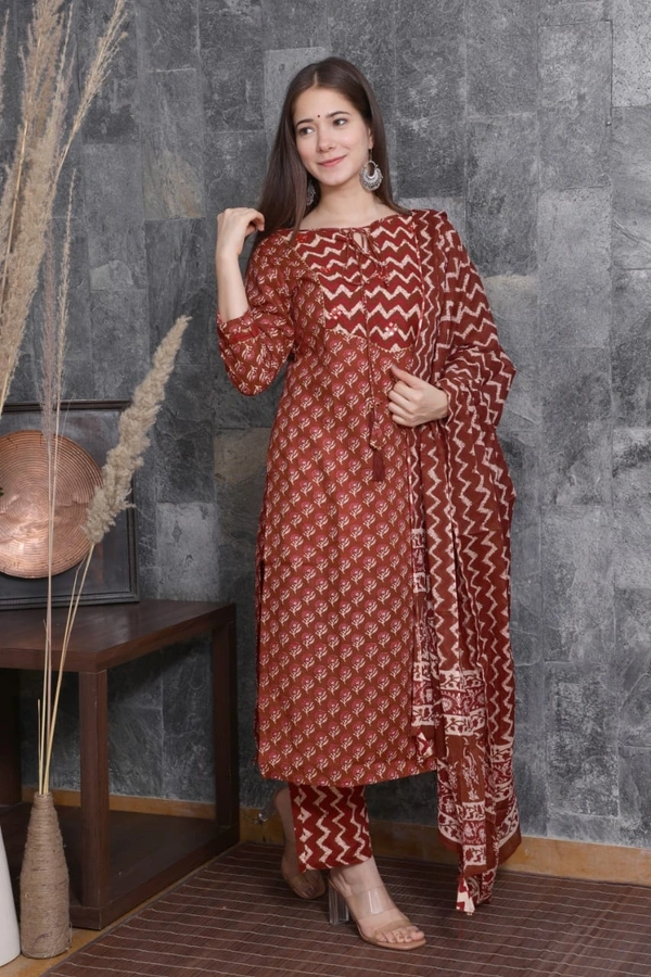 BRISA  Cotton Zari Embroidery Kurtis - 38 40 42 44