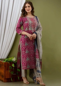 BRISA  Cotton Zari Embroidery Kurtis - 38 40 42 44