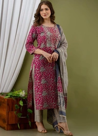 BRISA  Cotton Zari Embroidery Kurtis - 38 40 42 44