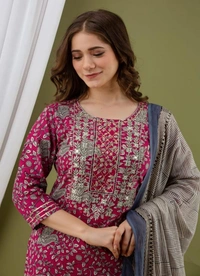 BRISA  Cotton Zari Embroidery Kurtis - 38 40 42 44