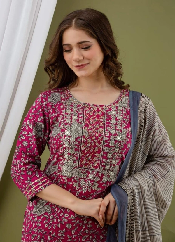 BRISA  Cotton Zari Embroidery Kurtis - 38 40 42 44