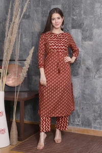 BRISA  Cotton Zari Embroidery Kurtis - 38 40 42 44